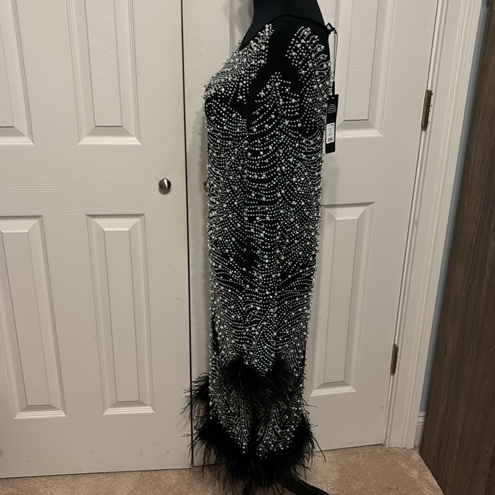 Fashion Nova Black and Silver Embellished Midi Dress - Picture 5 of 15